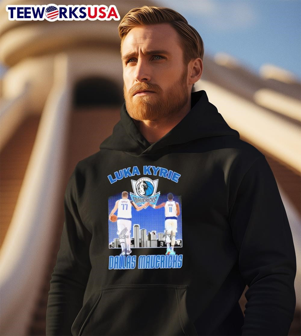 Dallas Mavericks Luka Doncic Kyrie Irving signatures - Adult & Kids T-Shirts, Sweatshirts & Hoodies apparel design preview 2