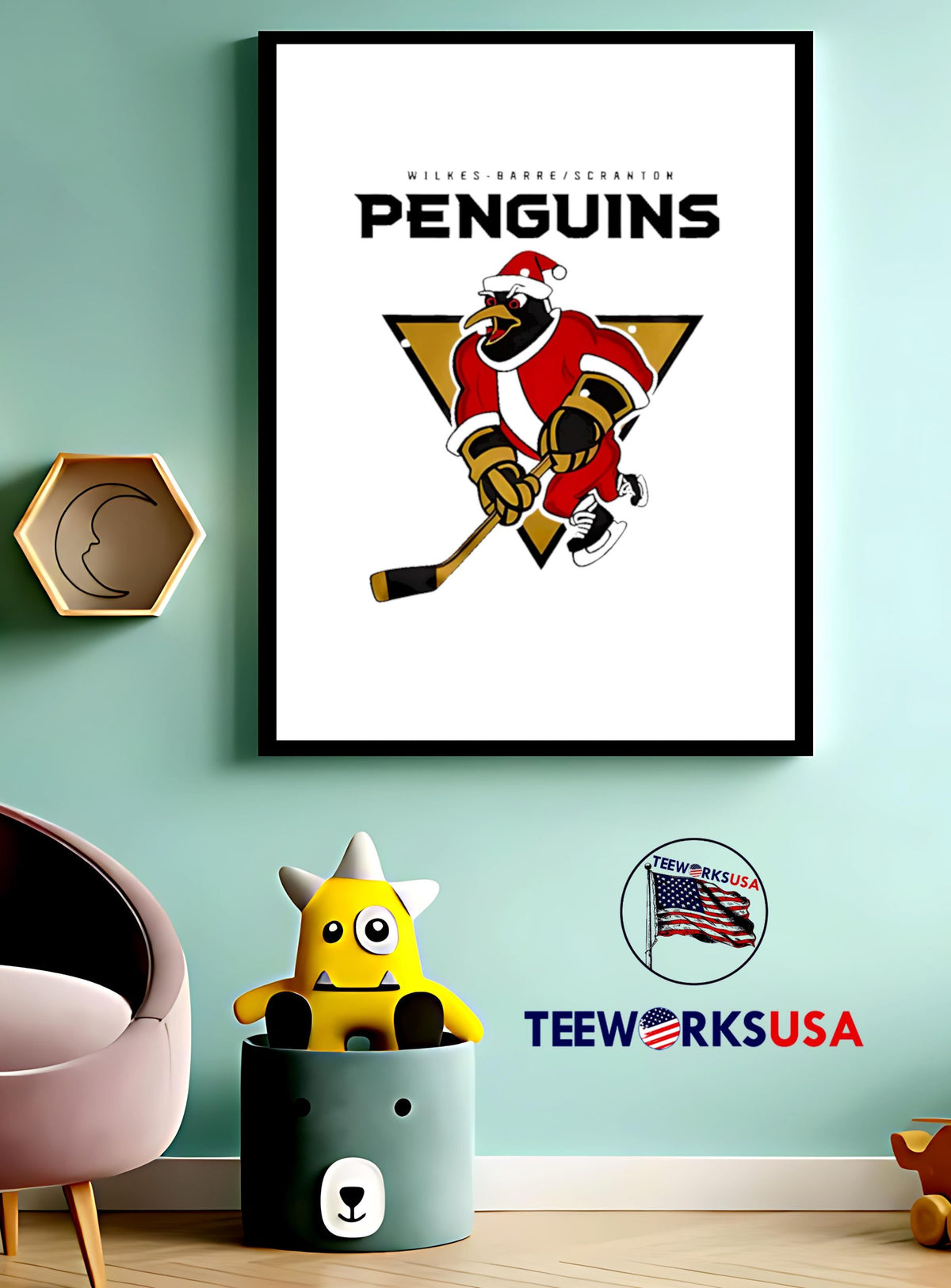 Wilkes-Barre Scranton Penguins Holiday Hat Trick - Adult & Kids T-Shirts, Sweatshirts & Hoodies apparel design preview 4