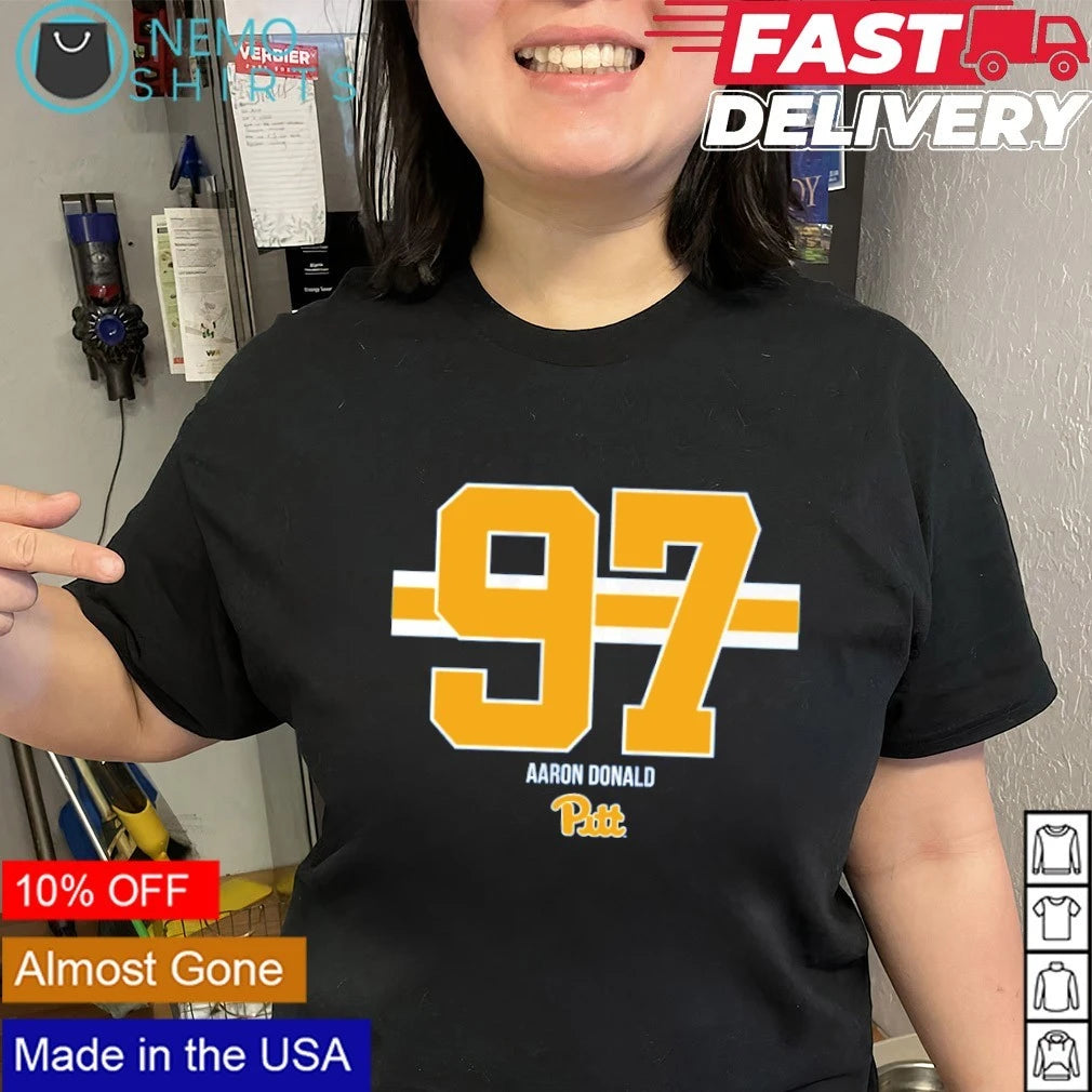 Pittsburgh Panthers Aaron Donald 97 Stripe - Adult & Kids T-Shirts, Sweatshirts & Hoodies product image 2