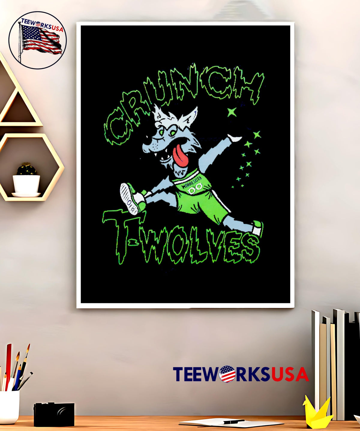 Minnesota Timberwolves Mascot Crunch F-wolves - Adult & Kids T-Shirts, Sweatshirts & Hoodies apparel design preview 5