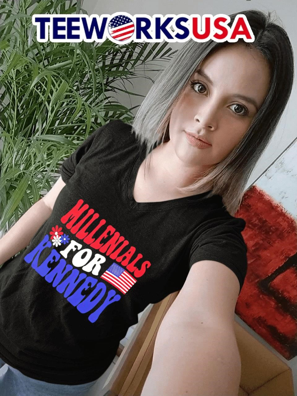 Millennials for Kennedy USA flag - Adult & Kids T-Shirts, Sweatshirts & Hoodies apparel design preview 4