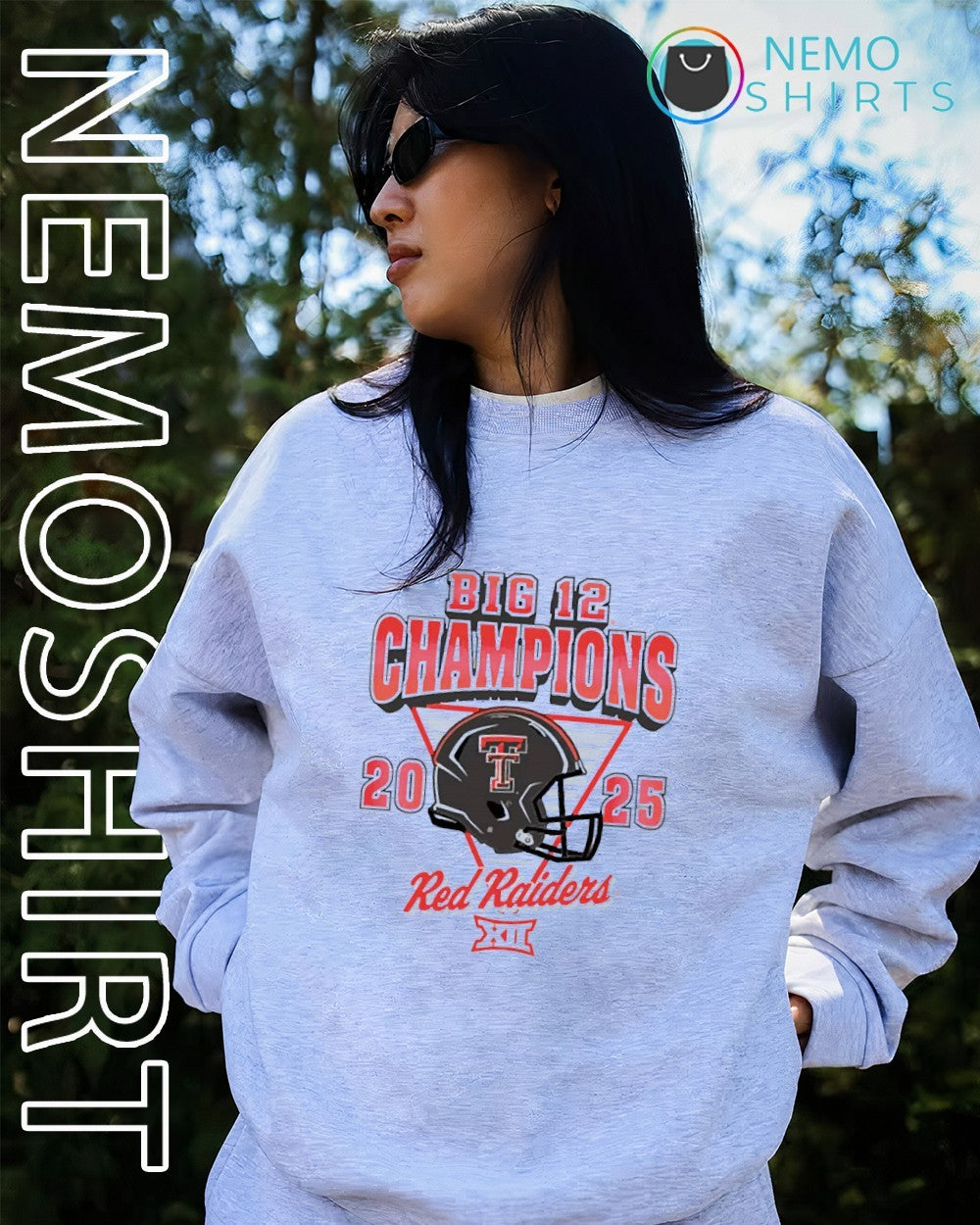 Big 12 champions 2025 Texas Tech Red Raiders helmet - Adult & Kids T-Shirts, Sweatshirts & Hoodies apparel design preview 4