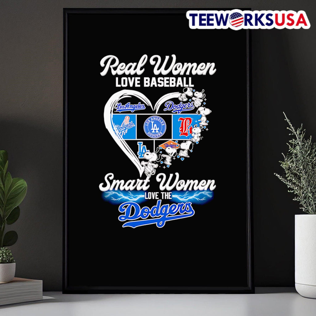 Snoopy real women love baseball smart the Dodgers - Adult & Kids T-Shirts, Sweatshirts & Hoodies apparel design preview 5