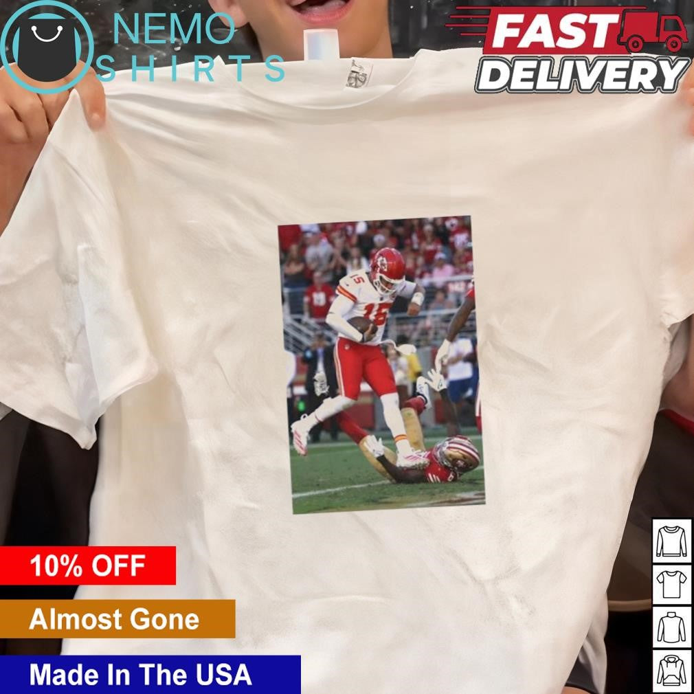 KC Chiefs Patrick Mahomes shockingly trucked SF 49ers - Adult & Kids T-Shirts, Sweatshirts & Hoodies apparel design preview 1