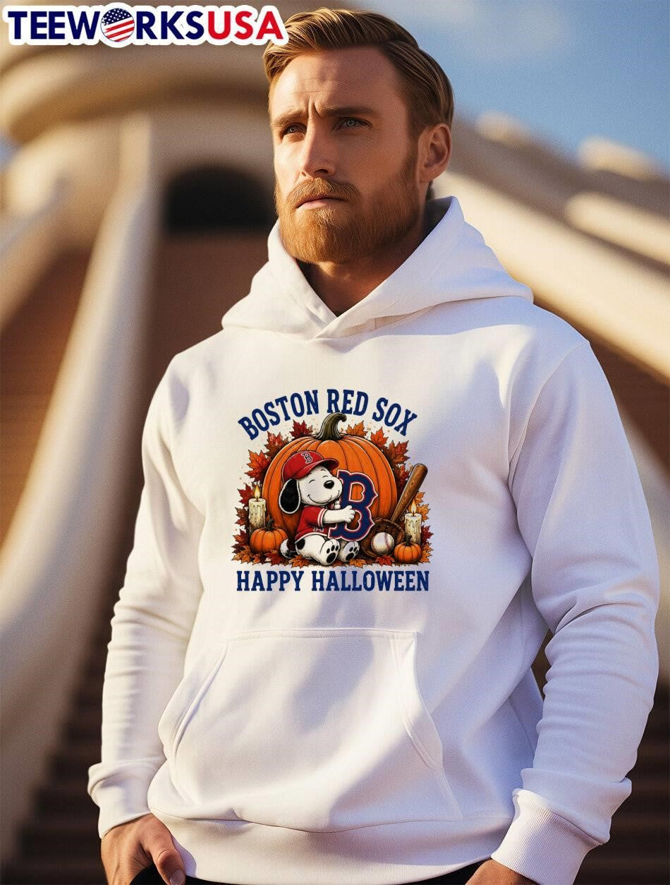 Boston Red Sox Snoopy Hugging Letter B Halloween - Adult & Kids T-Shirts, Sweatshirts & Hoodies apparel design preview 2