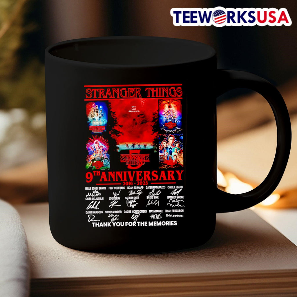 Stranger Things poster 9th anniversary 2016 2025 - Adult & Kids T-Shirts, Sweatshirts & Hoodies apparel design preview 3