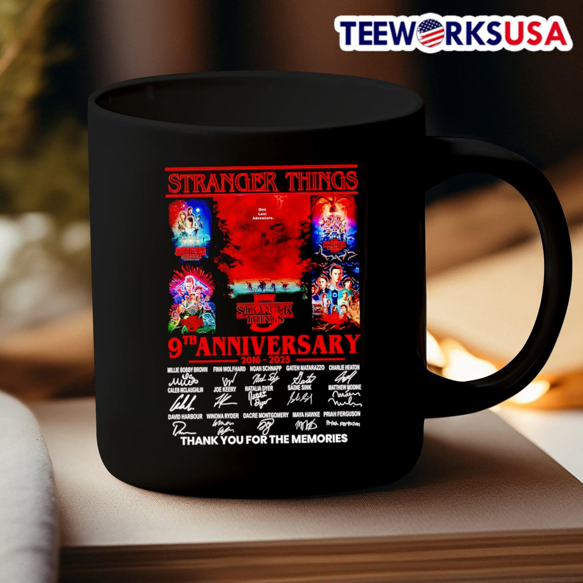 Stranger Things poster 9th anniversary 2016 2025 - Adult & Kids T-Shirts, Sweatshirts & Hoodies apparel design preview 3