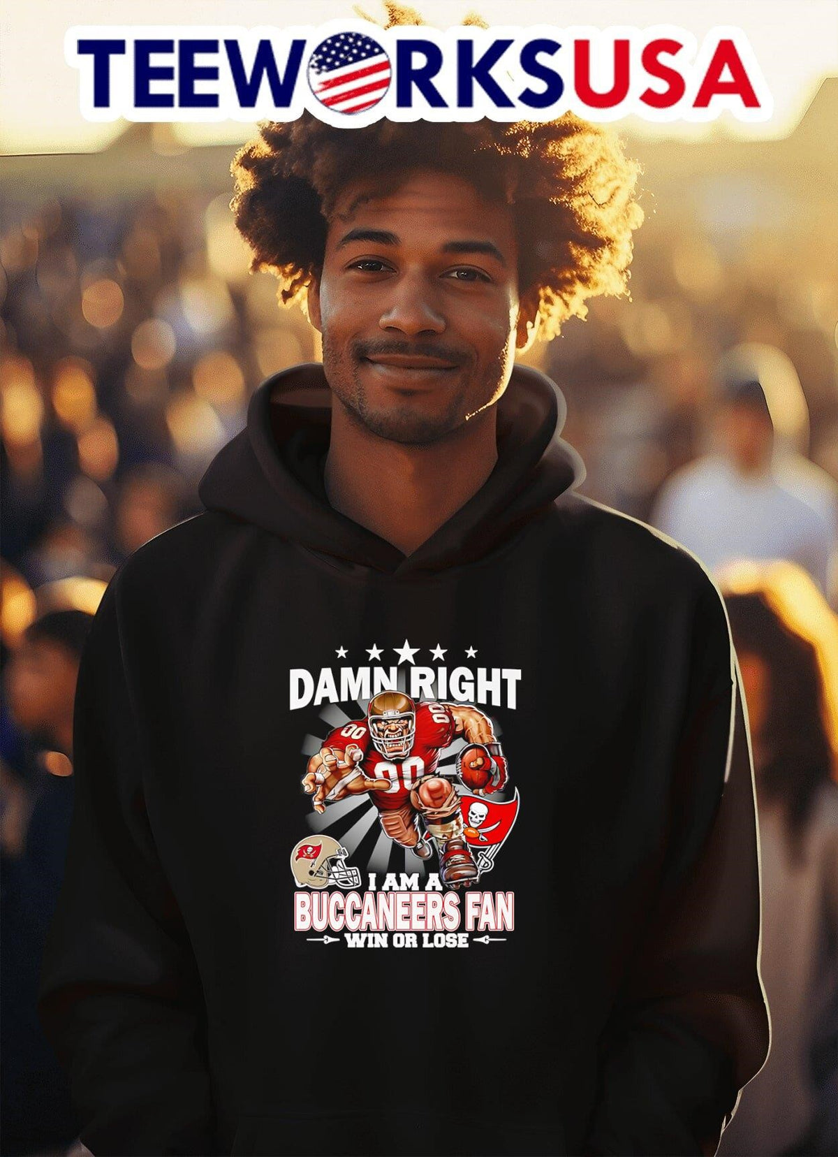 Damn right I am a Buccaneers fan win or lose mascot - Adult & Kids T-Shirts, Sweatshirts & Hoodies apparel design preview 2