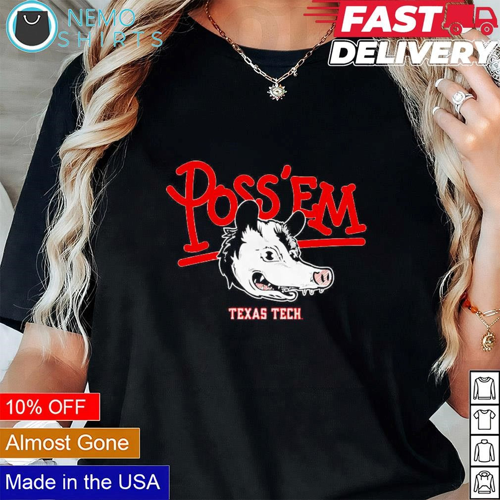 Poss 'em Texas Tech possum - Adult & Kids T-Shirts, Sweatshirts & Hoodies apparel design preview 2