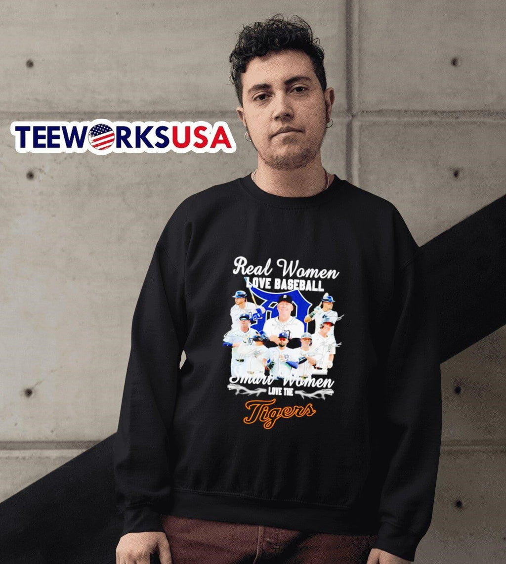 Real women love baseball smart the Detroit Tigers - Adult & Kids T-Shirts, Sweatshirts & Hoodies apparel design preview 6