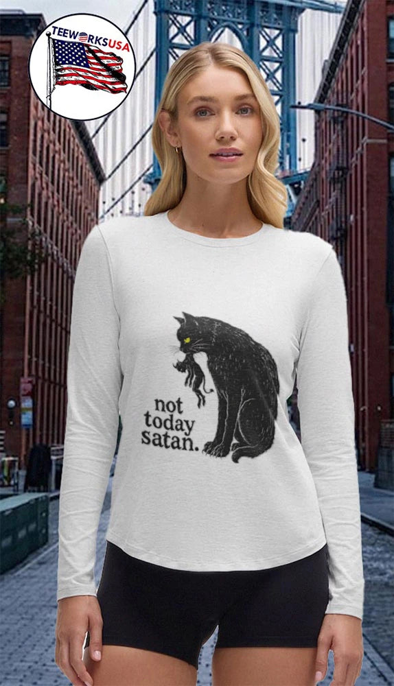 Not Today Satan Black Cat - Adult & Kids T-Shirts, Sweatshirts & Hoodies apparel design preview 4