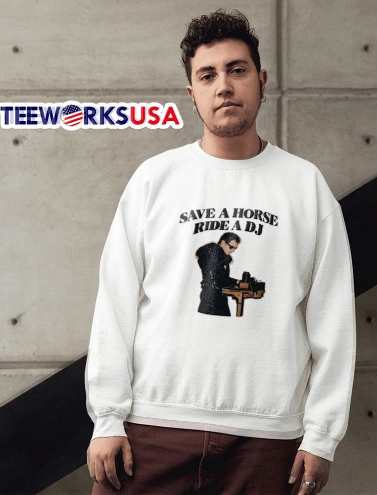 Save A Horse Ride DJ man wearing sunglasses djing - Adult & Kids T-Shirts, Sweatshirts & Hoodies apparel design preview 6