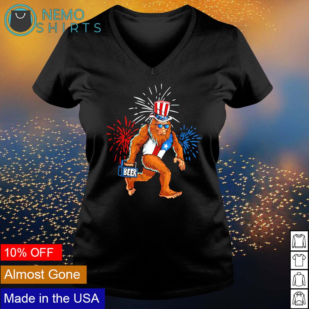 Bigfoot holding beer happy Independence day - Adult & Kids T-Shirts, Sweatshirts & Hoodies apparel design preview 5
