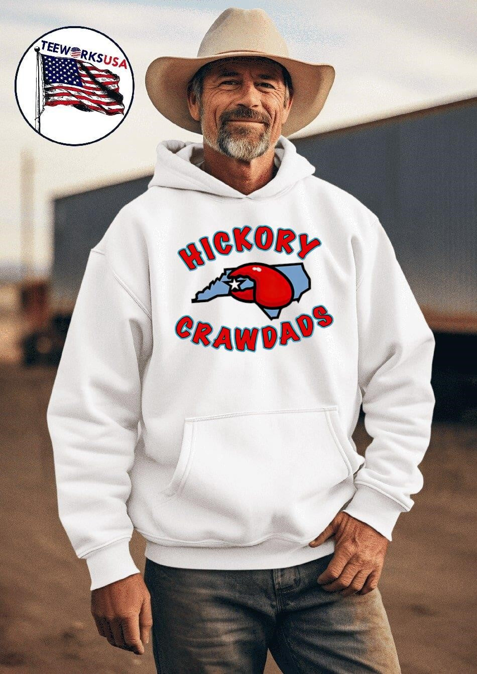 Hickory Crawdads crab nipper North Carolina state - Adult & Kids T-Shirts, Sweatshirts & Hoodies apparel design preview 2