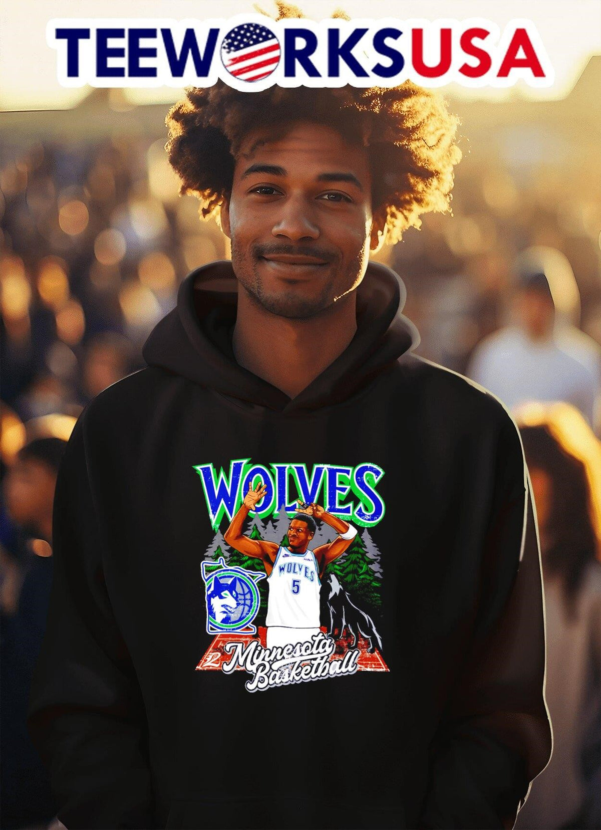Minnesota Wolves Anthony Edwards forest - Adult & Kids T-Shirts, Sweatshirts & Hoodies apparel design preview 2