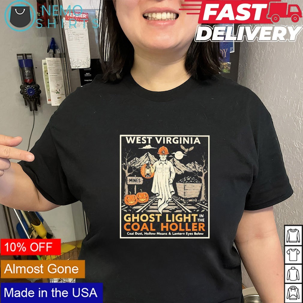 West Virginia ghost light in the coal holler - Adult & Kids T-Shirts, Sweatshirts & Hoodies apparel design preview 3