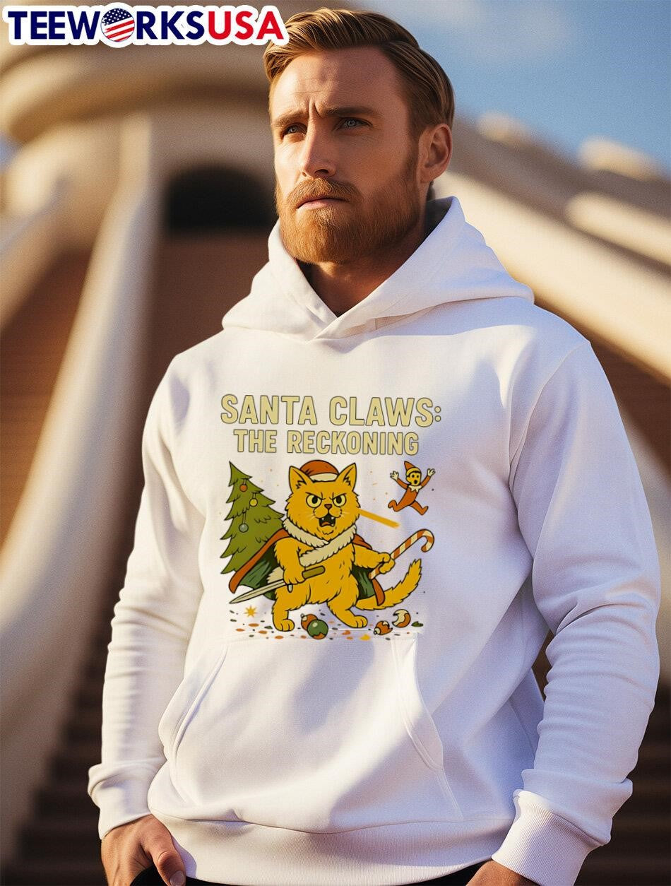 Santa Claws The Reckoning Funny Cat cute - Adult & Kids T-Shirts, Sweatshirts & Hoodies apparel design preview 2
