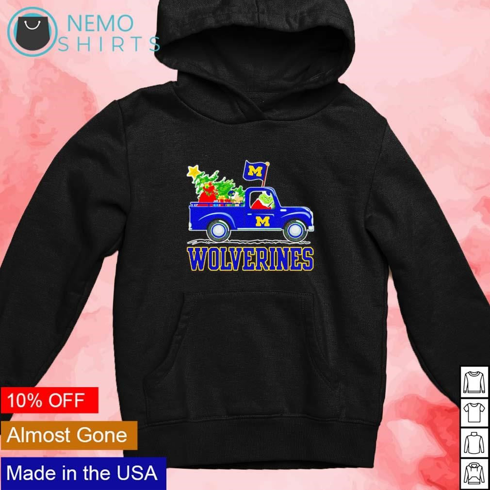 Michigan Wolverines Santa Grinch driving truck - Adult & Kids T-Shirts, Sweatshirts & Hoodies apparel design preview 4