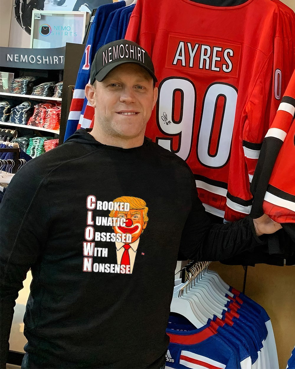 Donald Trump clown crooked lunatic obsessed with - Adult & Kids T-Shirts, Sweatshirts & Hoodies apparel design preview 2