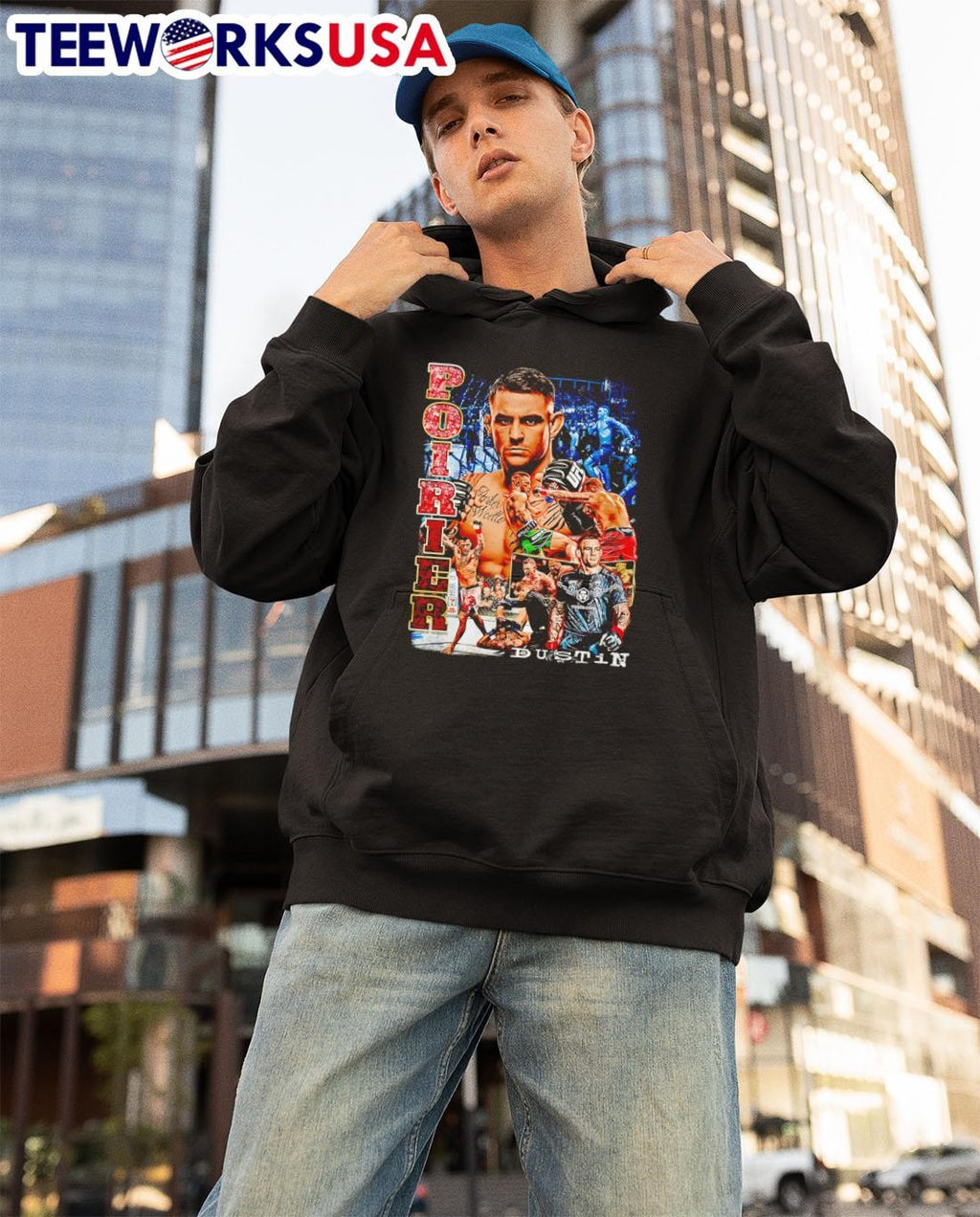 UFC Dustin Poirier retro - Adult & Kids T-Shirts, Sweatshirts & Hoodies apparel design preview 3