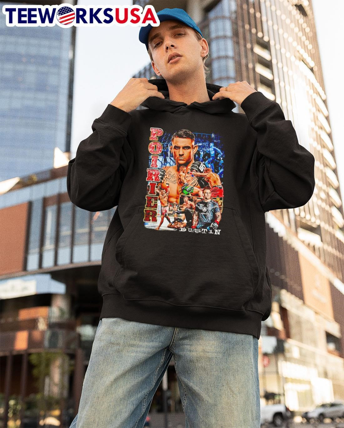UFC Dustin Poirier retro - Adult & Kids T-Shirts, Sweatshirts & Hoodies apparel design preview 3