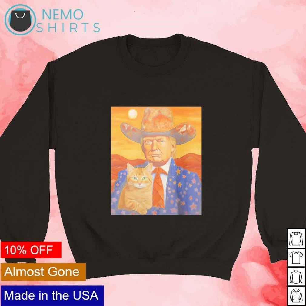 Cowboy Trump with a cat - Adult & Kids T-Shirts, Sweatshirts & Hoodies apparel design preview 3