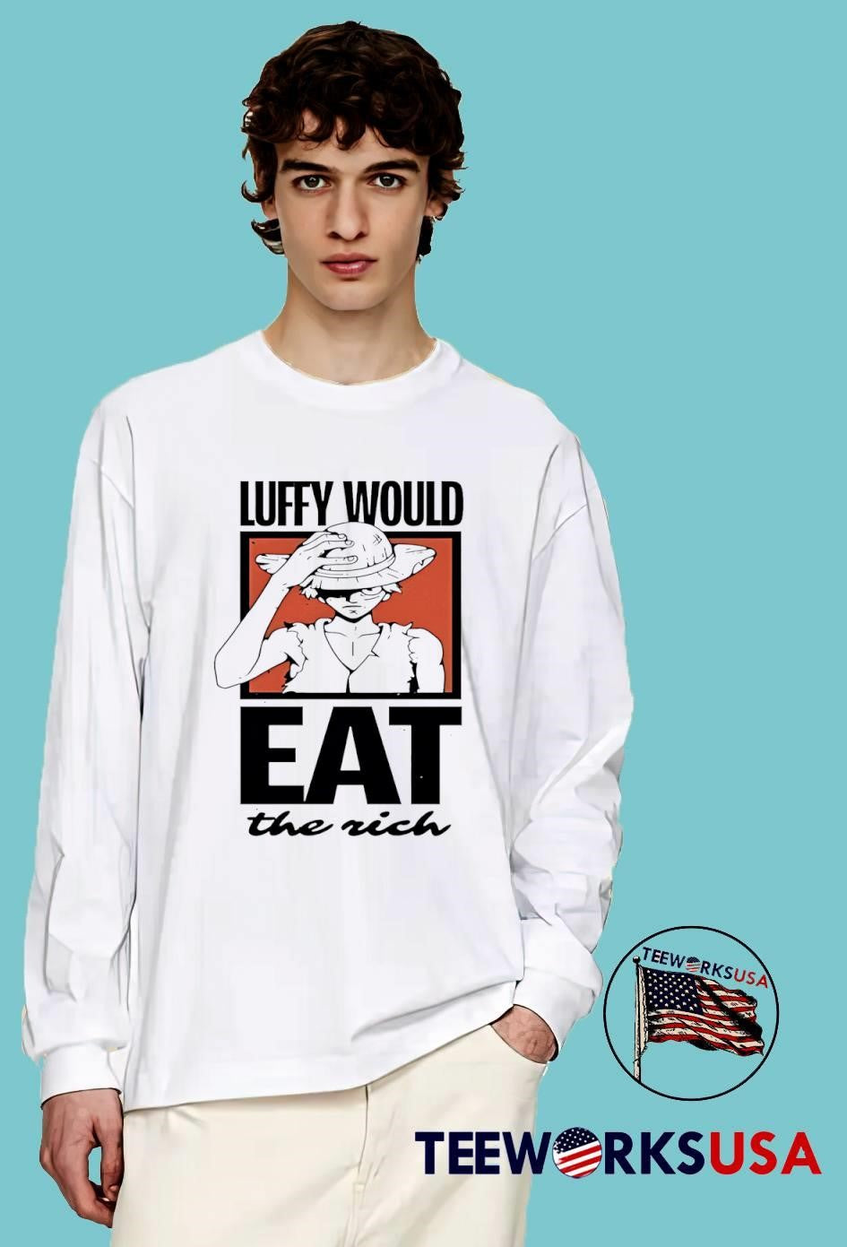 One Piece Luffy Would Eat The Rich - Adult & Kids T-Shirts, Sweatshirts & Hoodies apparel design preview 4