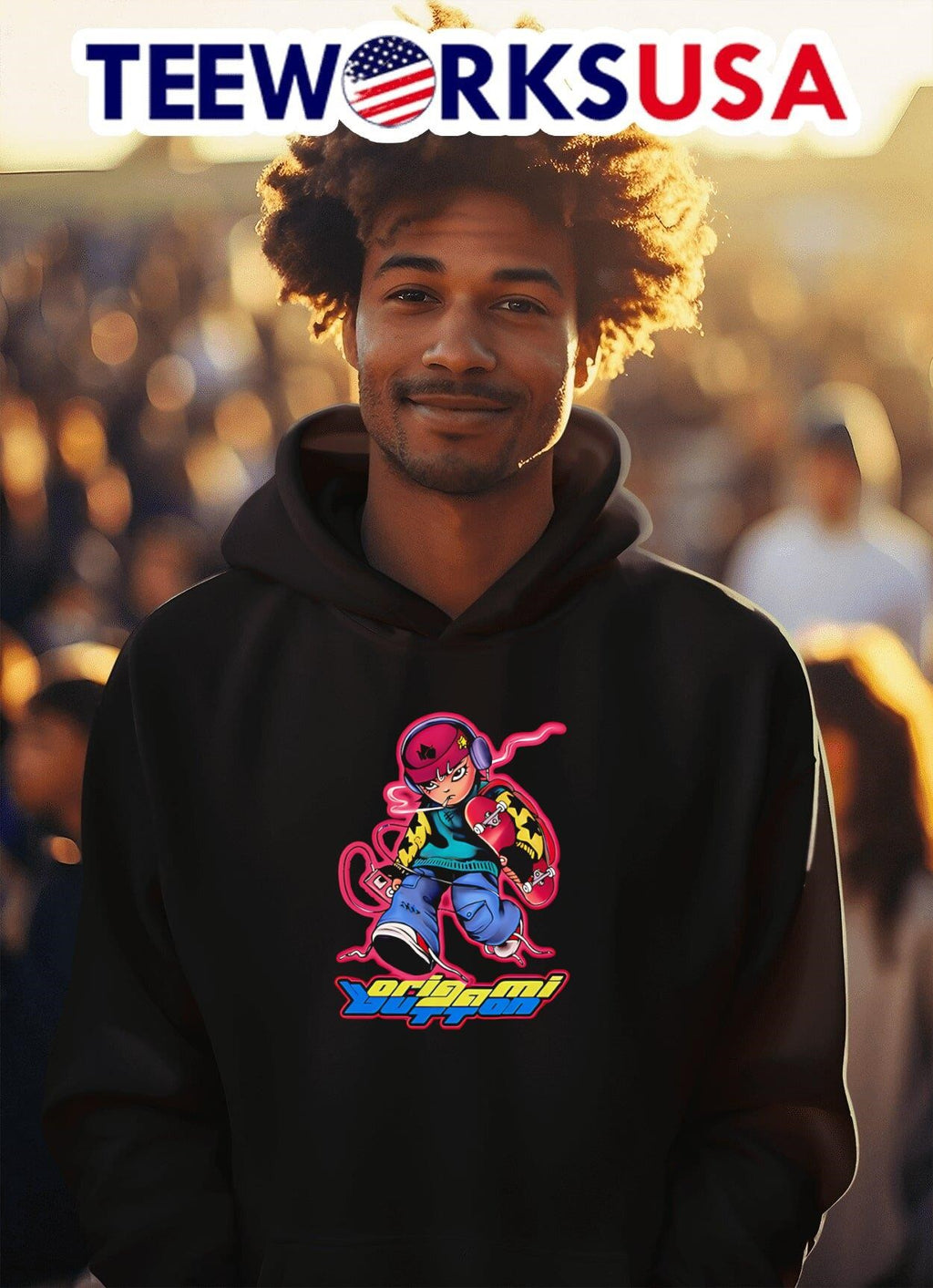 Origami Button Skater - Adult & Kids T-Shirts, Sweatshirts & Hoodies apparel design preview 2