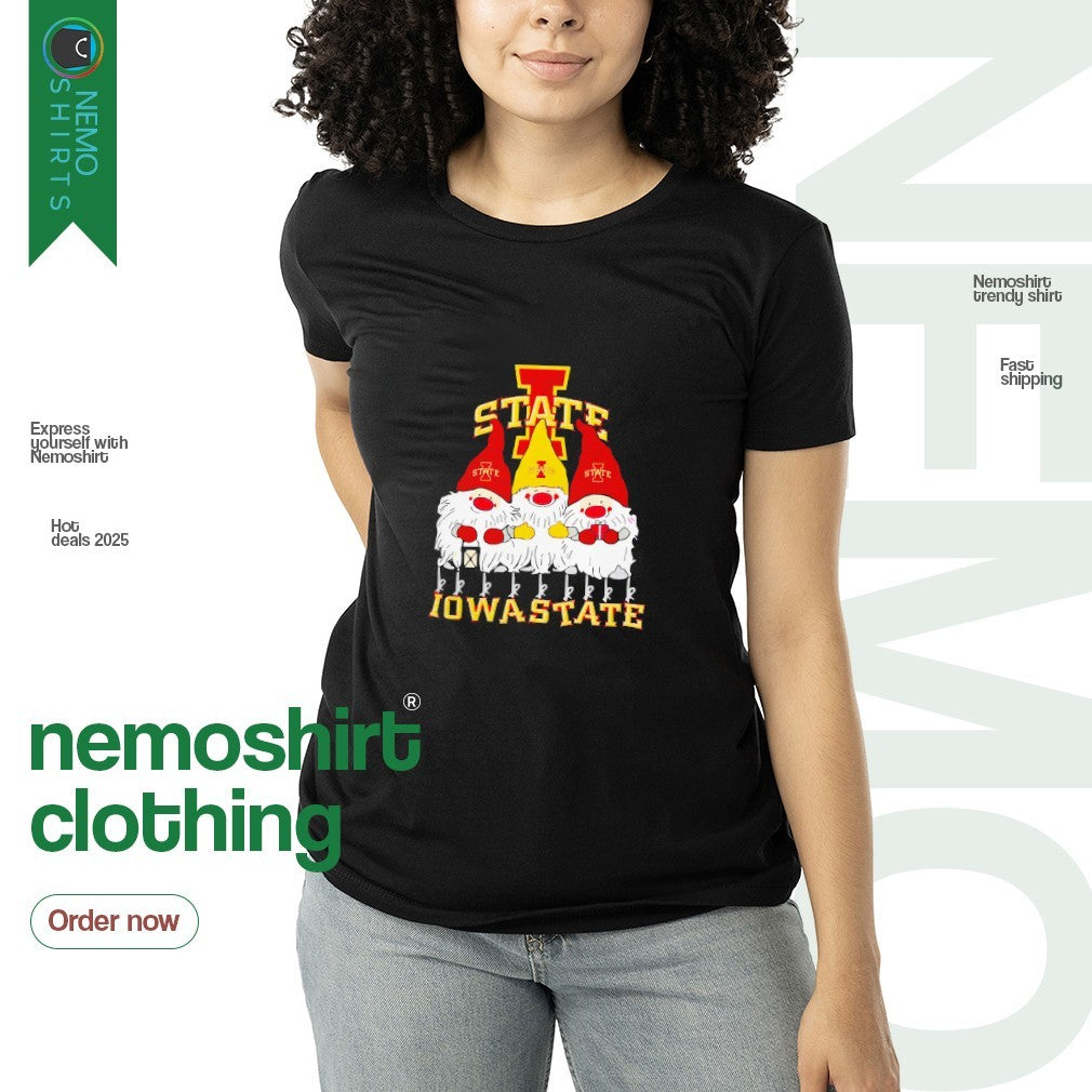 Gnome happy face Iowa State Cyclones Christmas - Adult & Kids T-Shirts, Sweatshirts & Hoodies apparel design preview 3