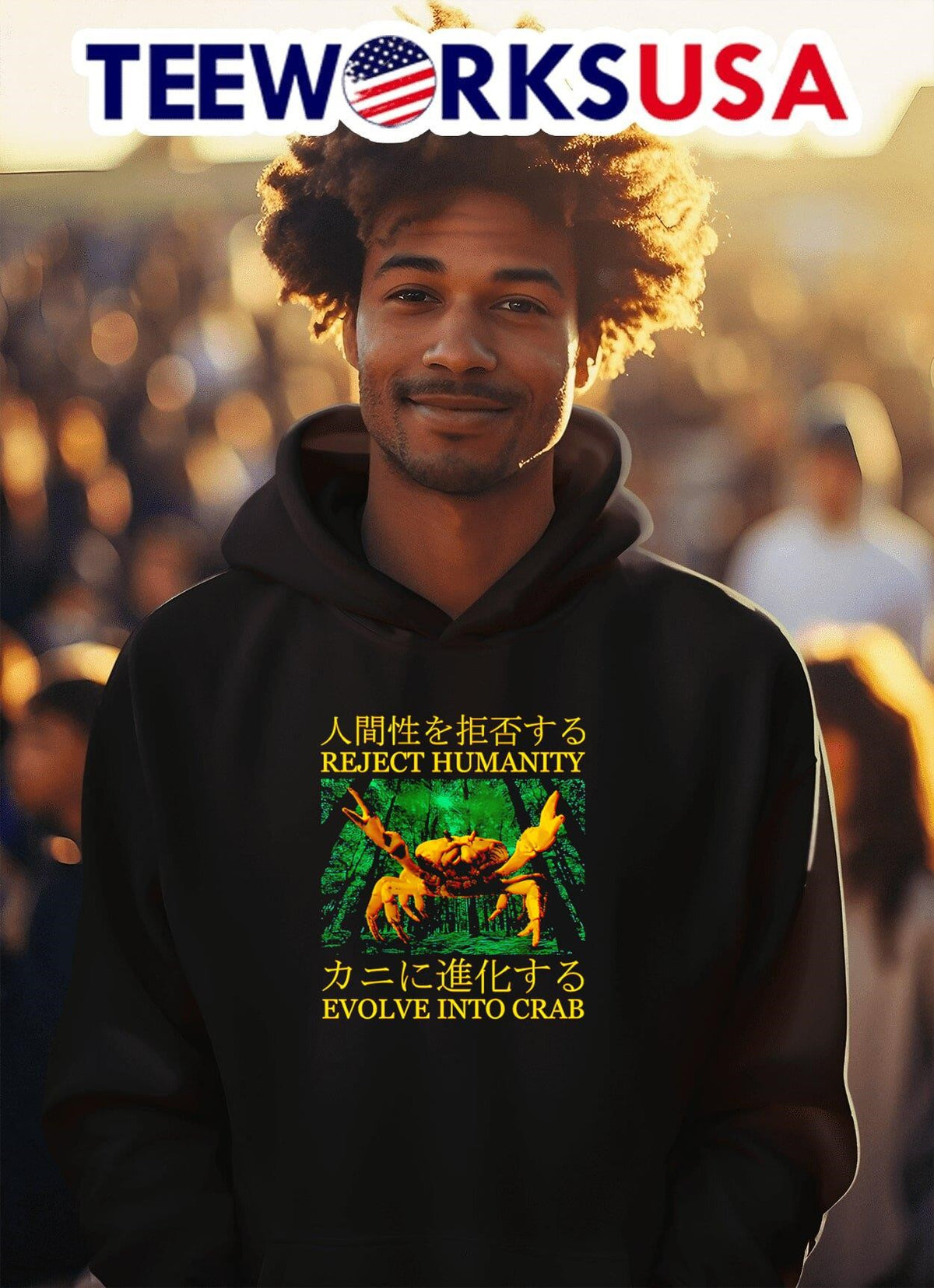 Reject humanity evolve into crab - Adult & Kids T-Shirts, Sweatshirts & Hoodies apparel design preview 2