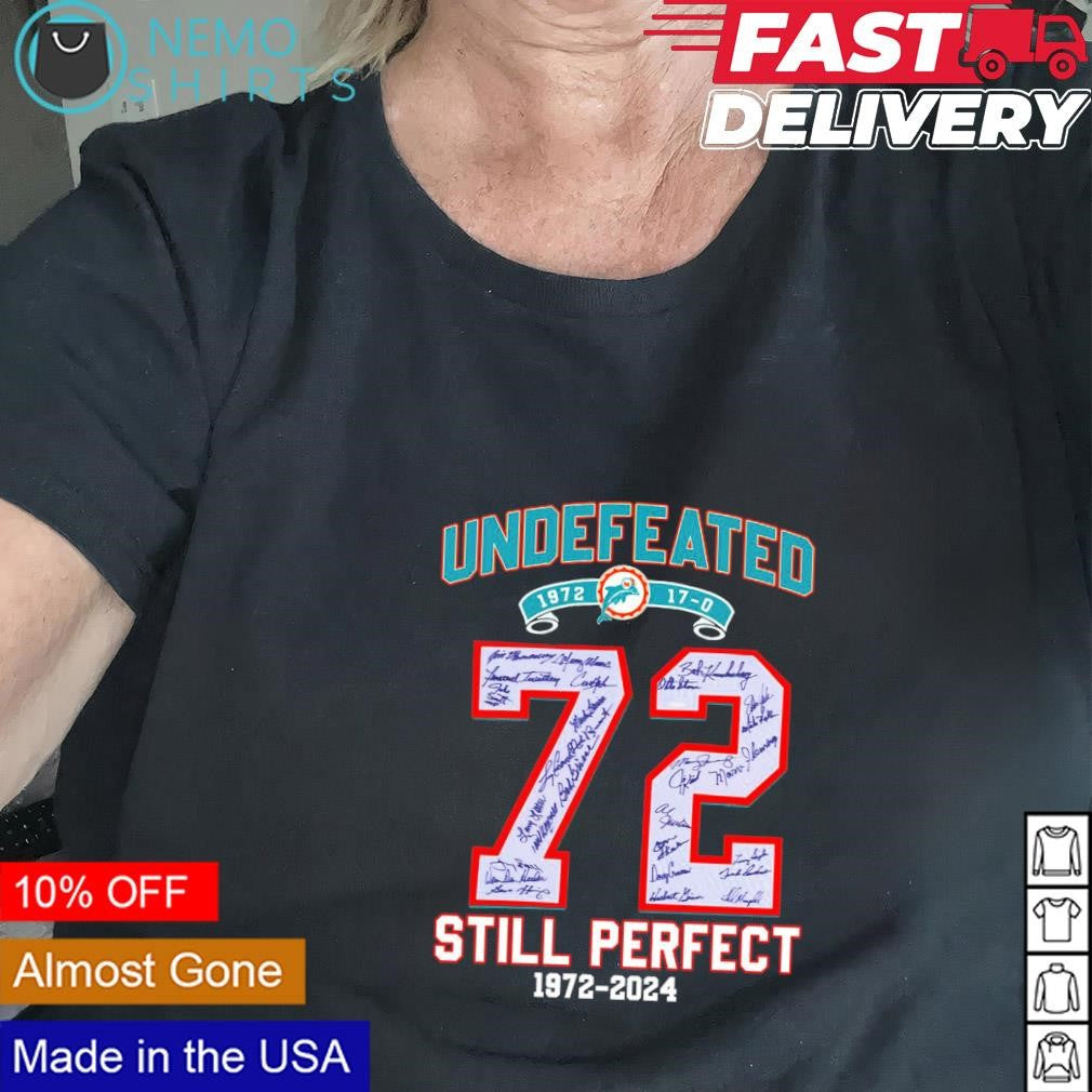 Miami Dolphins undefeated number 72 signatures 1972 - Adult & Kids T-Shirts, Sweatshirts & Hoodies apparel design preview 2