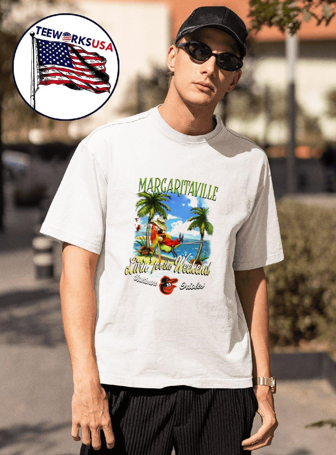 Baltimore Orioles Margaritaville livin' for the - Adult & Kids T-Shirts, Sweatshirts & Hoodies apparel design preview 1