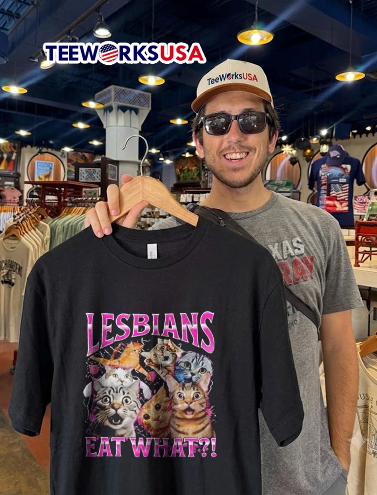 Lesbians EAT What multiple cats surprised expressions - Adult & Kids T-Shirts, Sweatshirts & Hoodies apparel design preview 2