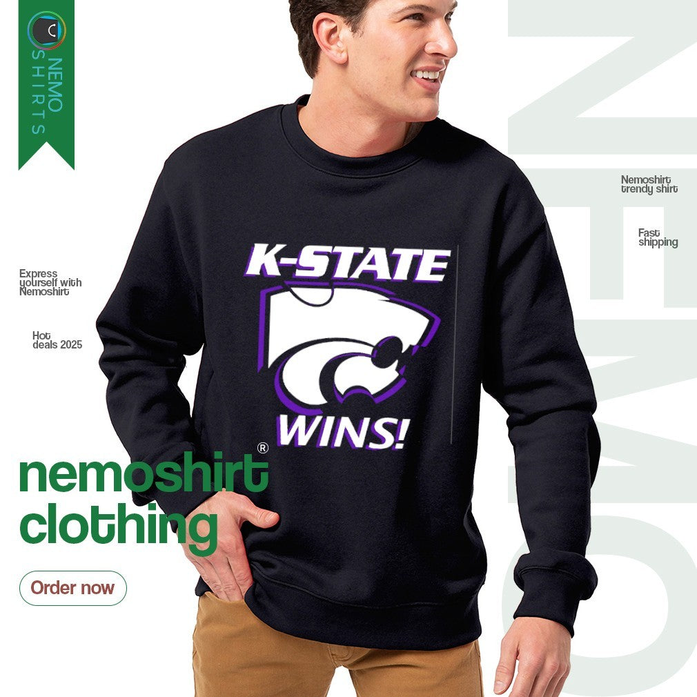 K- State wins Kansas Wildcats logo - Adult & Kids T-Shirts, Sweatshirts & Hoodies apparel design preview 4