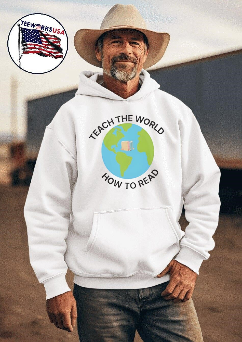 Teach the world how to read - Adult & Kids T-Shirts, Sweatshirts & Hoodies apparel design preview 2