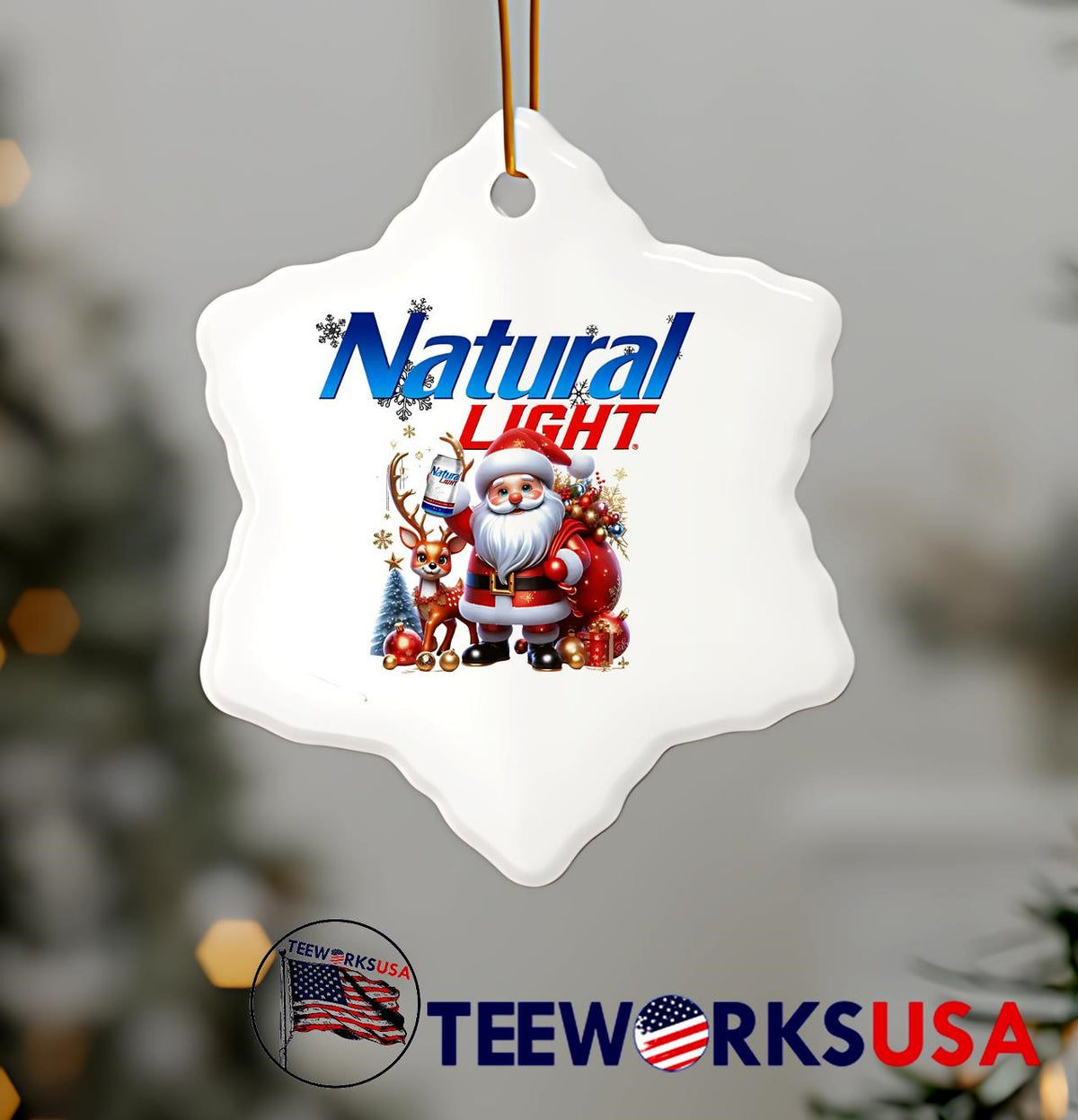 Natural Light beer Santa Claus cartoon christmas - Adult & Kids T-Shirts, Sweatshirts & Hoodies apparel design preview 7