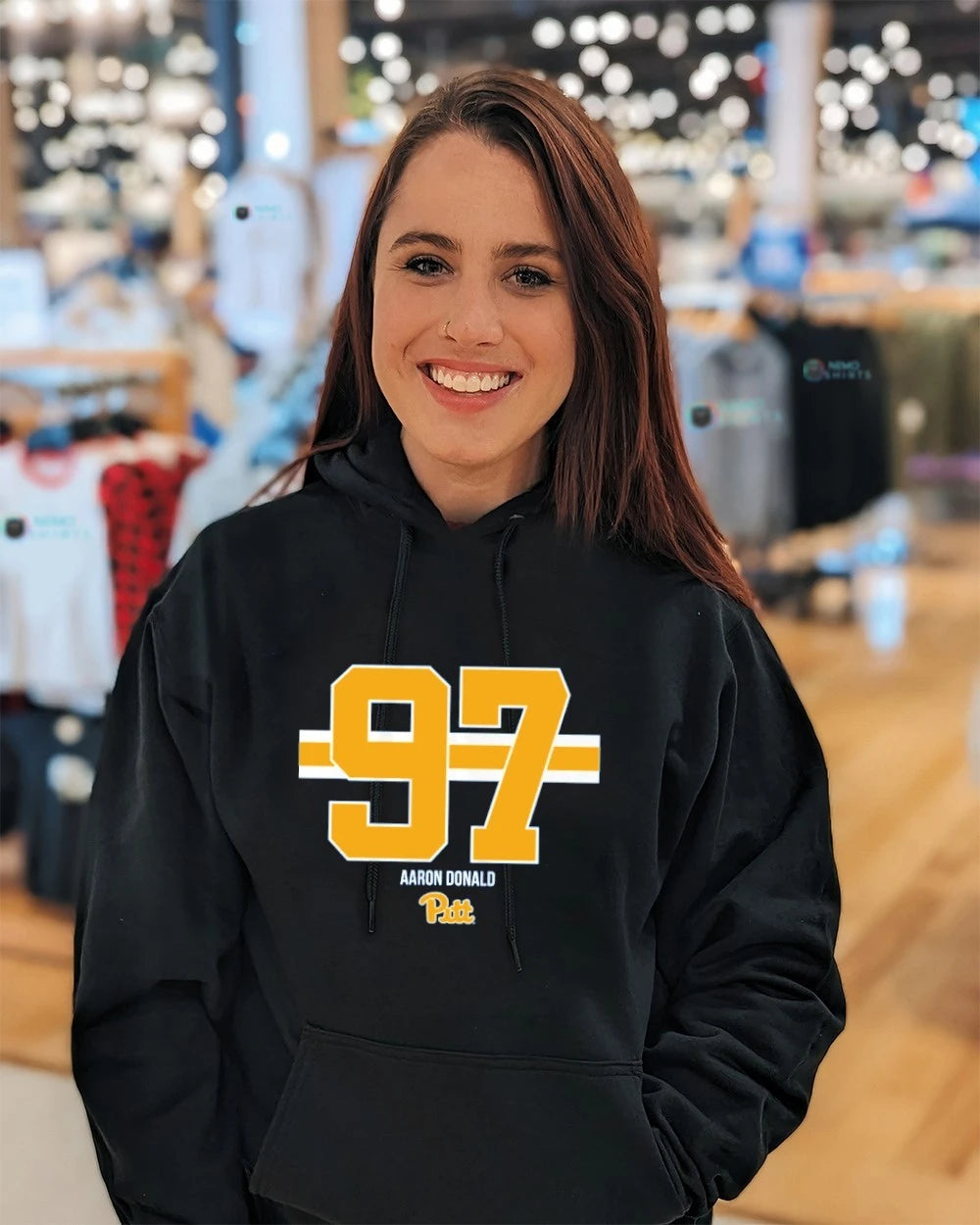 Pittsburgh Panthers Aaron Donald 97 Stripe - Adult & Kids T-Shirts, Sweatshirts & Hoodies product image 5
