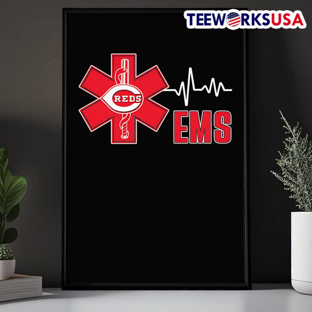 EMS heartbeat Cincinnati Reds logo - Adult & Kids T-Shirts, Sweatshirts & Hoodies apparel design preview 5