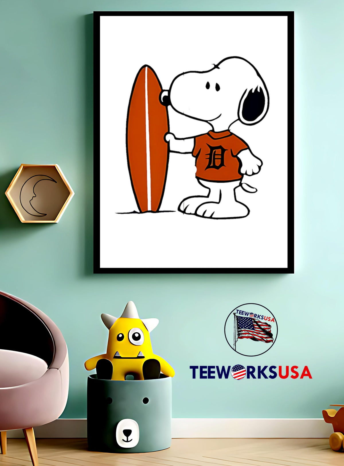 Detroit Tigers Snoopy Surfing - Adult & Kids T-Shirts, Sweatshirts & Hoodies apparel design preview 3