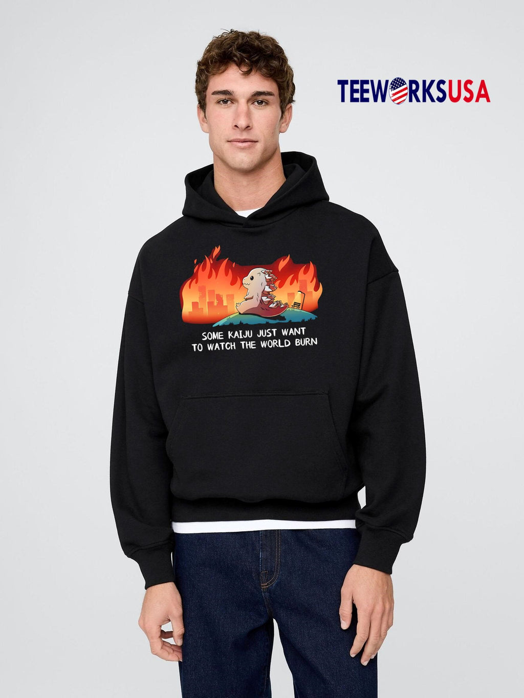 Pikalong Some Kaiju Just Want to Watch the World Burn - Adult & Kids T-Shirts, Sweatshirts & Hoodies apparel design preview 2