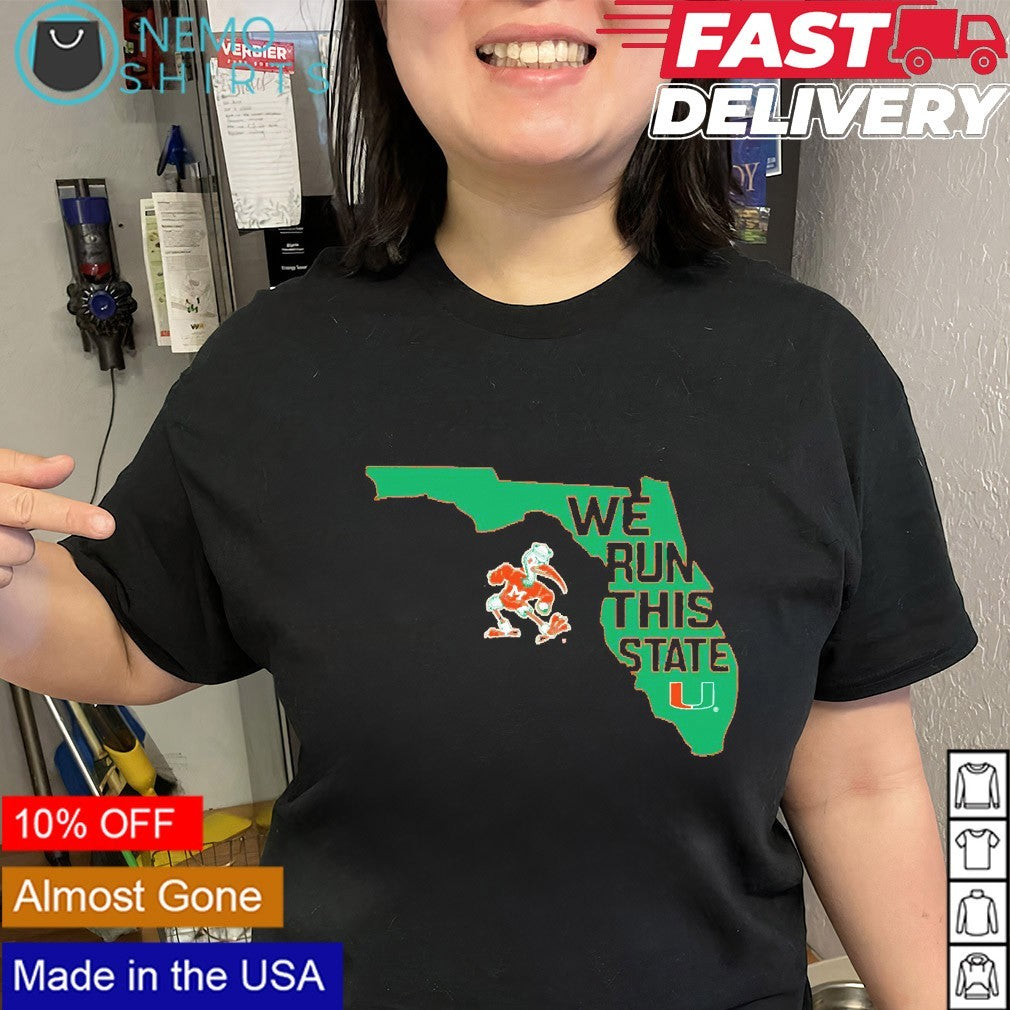 We run this state Miami Hurricanes mascot - Adult & Kids T-Shirts, Sweatshirts & Hoodies apparel design preview 3