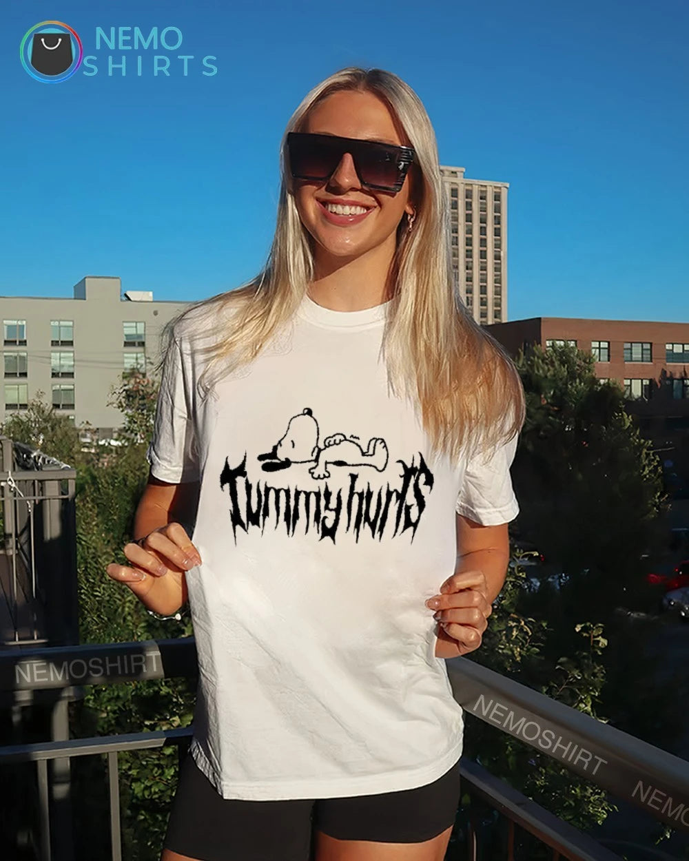 Snoopy Tummy Hurts Bootleg Style Peanuts - Adult & Kids T-Shirts, Sweatshirts & Hoodies apparel design preview 6