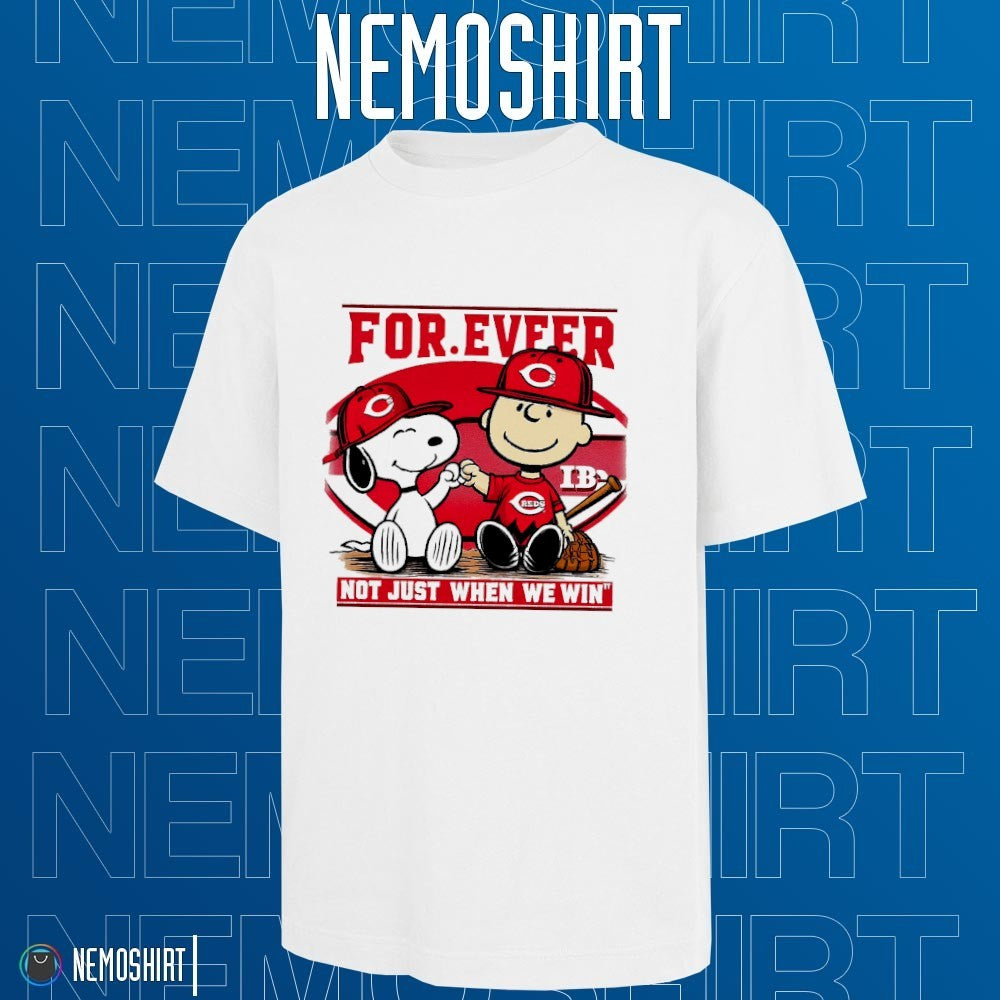 Snoopy and Charlie Brown Cincinnati Reds forever not - Adult & Kids T-Shirts, Sweatshirts & Hoodies apparel design preview 1