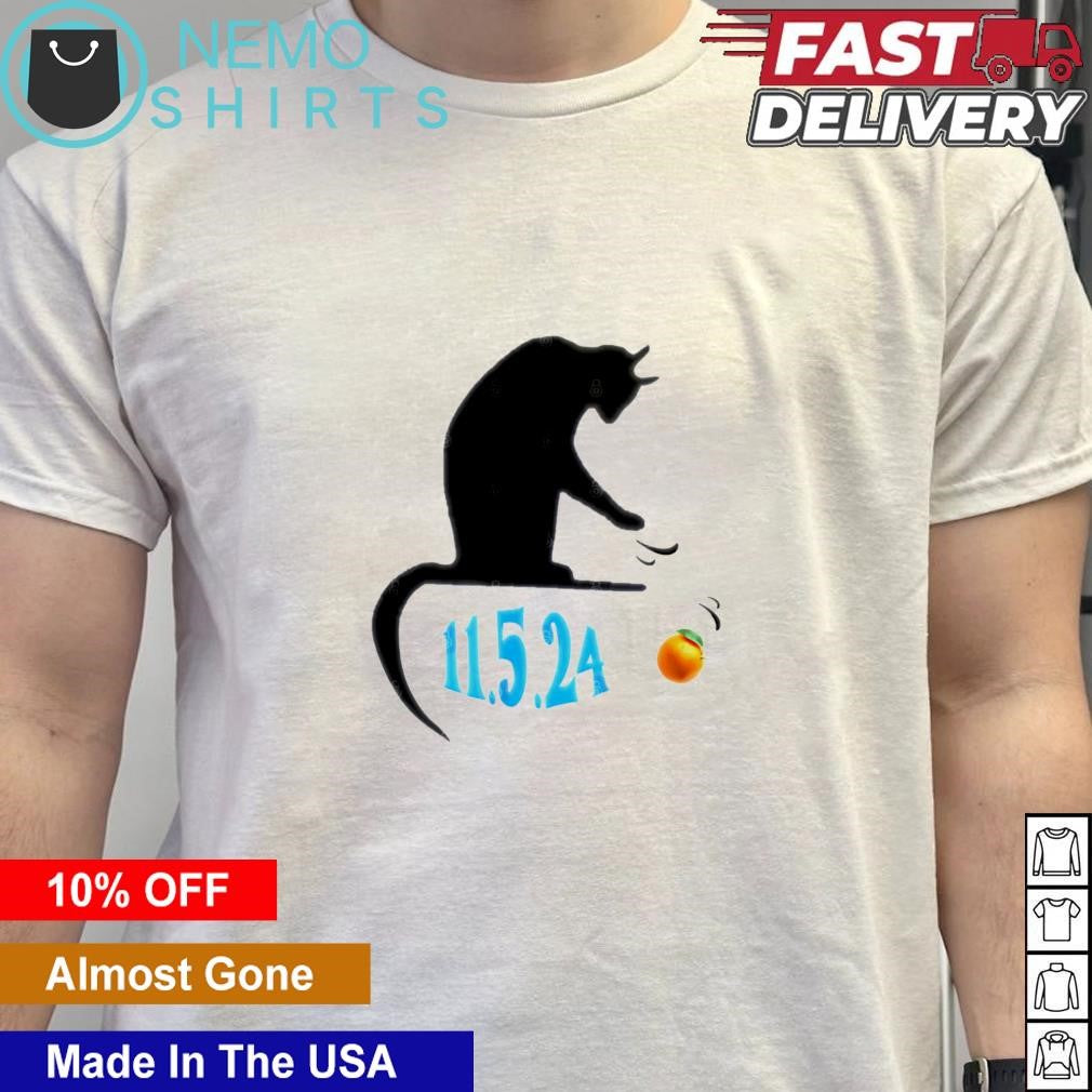 Cat swatting orange off table on 11 5 24 election day - Adult & Kids T-Shirts, Sweatshirts & Hoodies apparel design preview 5