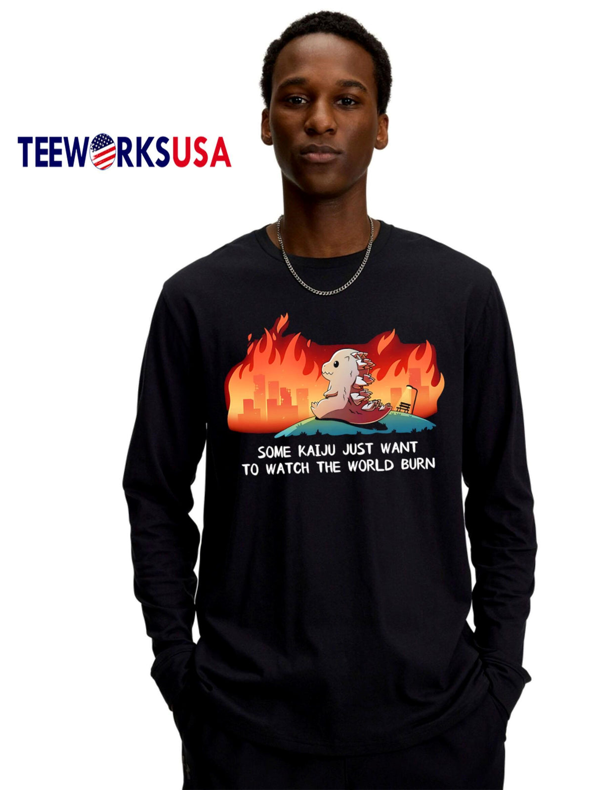 Pikalong Some Kaiju Just Want to Watch the World Burn - Adult & Kids T-Shirts, Sweatshirts & Hoodies apparel design preview 4