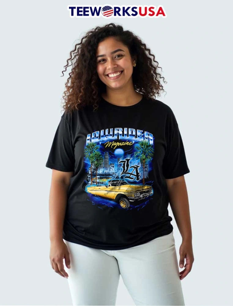 Lowrider Magazine LA Gold Impala Convertible Dodger - Adult & Kids T-Shirts, Sweatshirts & Hoodies apparel design preview 3
