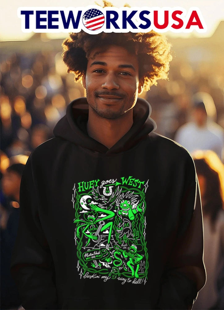 Huey Goes West Fluston Next 666 Miles Bustin My Way - Adult & Kids T-Shirts, Sweatshirts & Hoodies apparel design preview 3