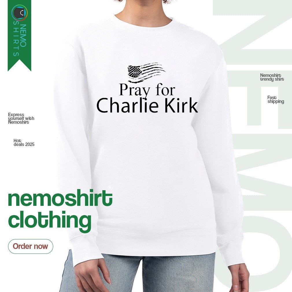 Pray for Charlie Kirk US flag - Adult & Kids T-Shirts, Sweatshirts & Hoodies apparel design preview 4