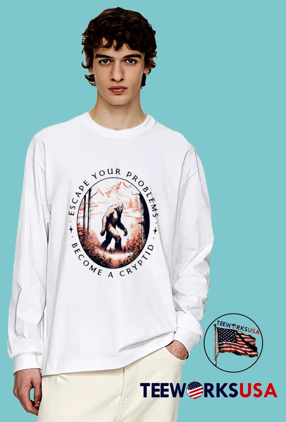 Escape Your Problems Become a Cryptid vintage - Adult & Kids T-Shirts, Sweatshirts & Hoodies apparel design preview 4