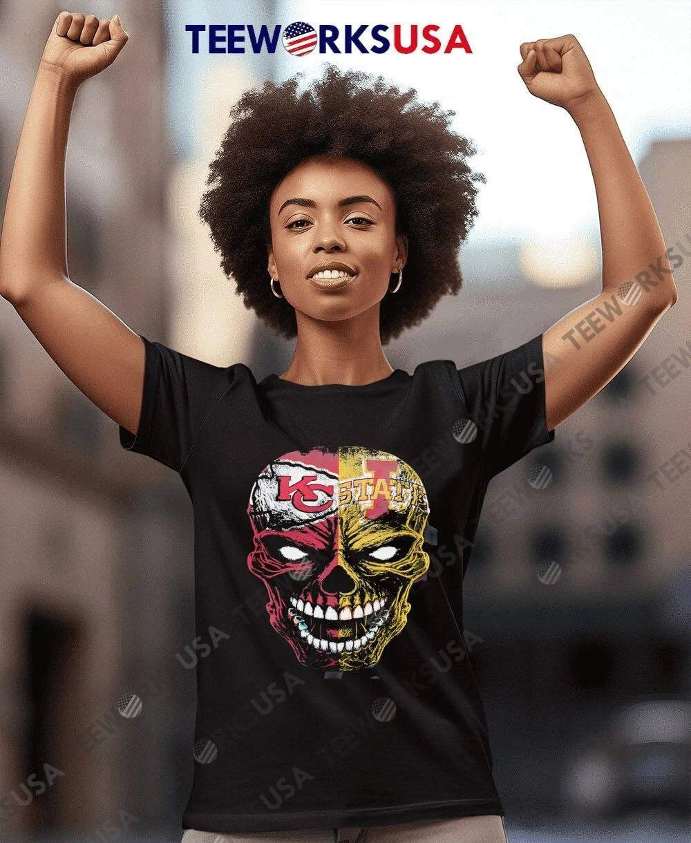 Kansas City Chiefs Iowa State Cyclones Split Face - Adult & Kids T-Shirts, Sweatshirts & Hoodies apparel design preview 7